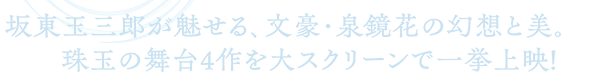 坂東玉三郎が魅せる、文豪・泉鏡花の幻想と美。珠玉の舞台4作を大スクリーンで一挙上映！