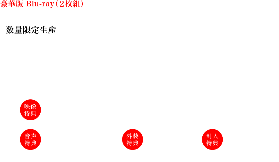 豪華版 Blu-ray（２枚組）　¥7,370（税込） SHBR-0660