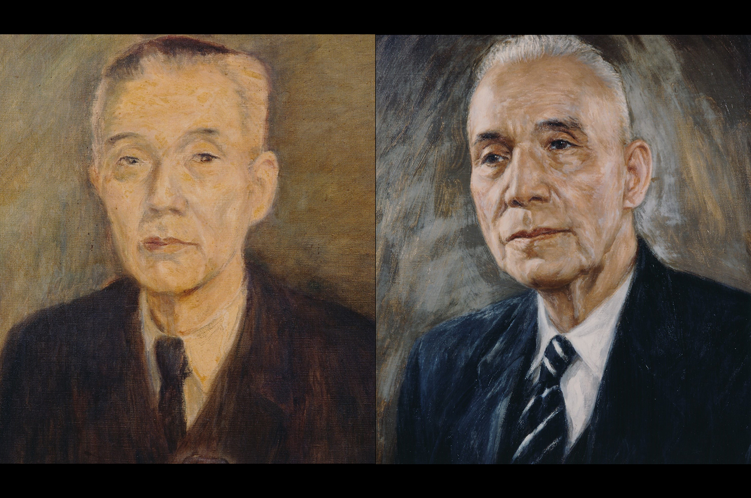 白井松次郎と大谷竹次郎の肖像画