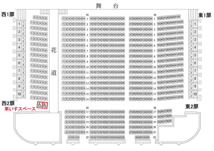 歌舞伎座の車いすスペース